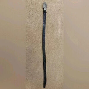 Mens Black Leather Belt With Kawasaki Belt Buckle Size 37.5